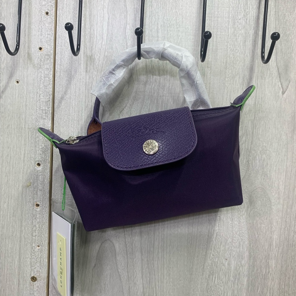 Longchamp Purple Shoulder Bag with Green Trim